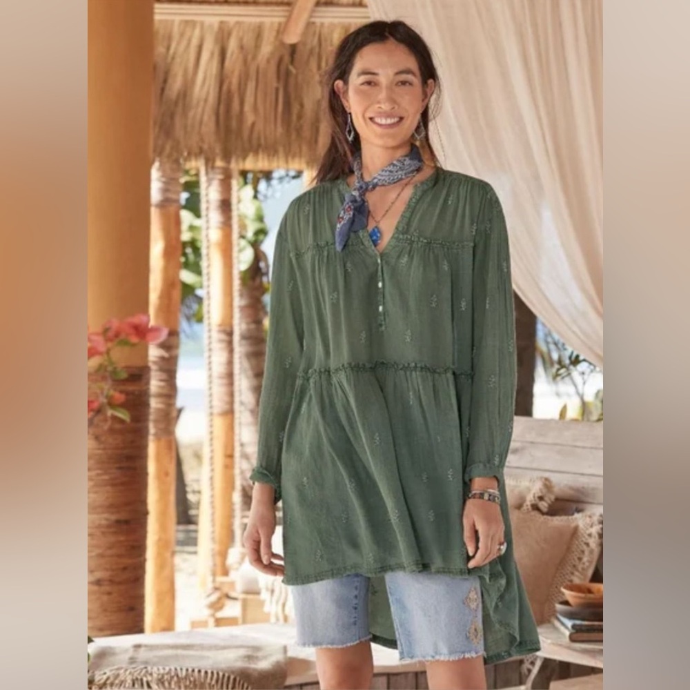 Sundance Willa Embroidered Tunic - Green - Small - VGUC